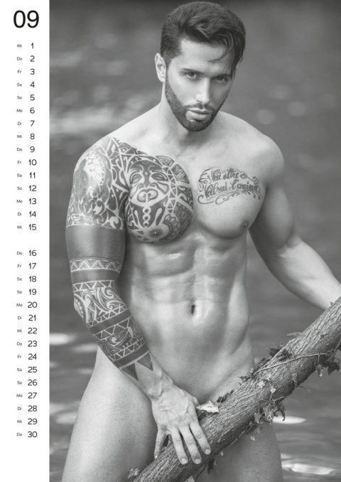 MEN 2027 - Czarno-Biały Kalendarz Męski Z 12 Przystojnymi Mężczyznami 2027