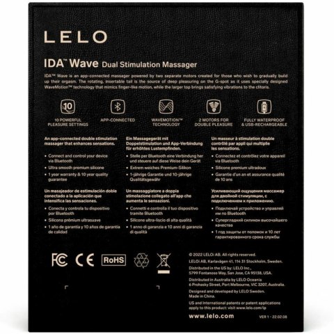 LELO IDA Wave Coral - Masażer dla par, sterowanie aplikacją, 10 trybow
