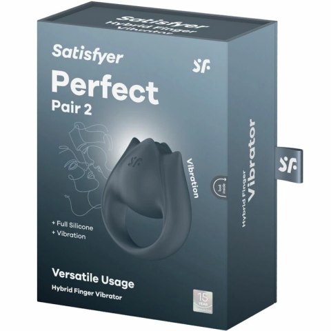 Satisfyer Perfect Pair 2 Grey - Wielofunkcyjny Pierścień i Stymulator 2w1