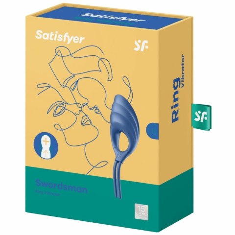 Satisfyer Swordsman Niebieski - Pierścień wibrujący z regulacją i silikonem medycznym