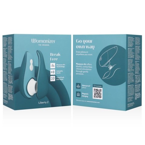 Womanizer Liberty 2 Air Pulse - kompaktowy model z falami powietrza, niebieski