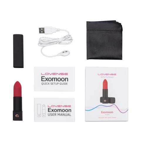 Lovense Exomoon Mini Wibrator Szminka Bluetooth IPX7 Czarny