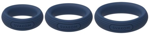 SVAKOM Triooo Dark Blue - zestaw 3 elastycznych pierścieni silikonowych