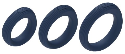 SVAKOM Triooo Dark Blue - zestaw 3 elastycznych pierścieni silikonowych