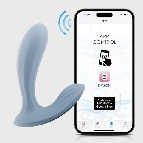 Svakom Erica - niebieska maszyna intymna do noszenia, Bluetooth, 11 trybow