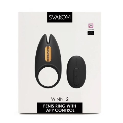 Svakom Winni 2 silikonowy pierścień intymny, Bluetooth, czarny