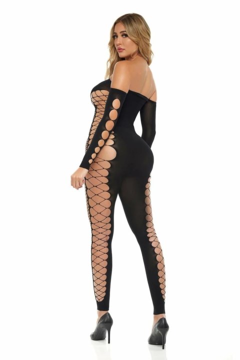 DIAMOND DRIPPIN Bodystocking Black OS - siateczkowy model bez ramiączek