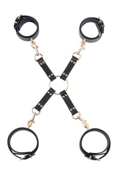 GP PREMIUM Hog Tie Set Black - zestaw do wiązania z ekoskory, złote detale