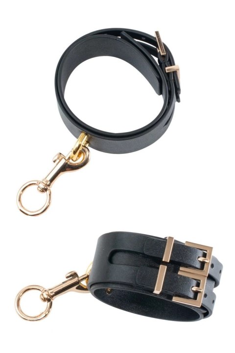 GP PREMIUM Hog Tie Set Black - zestaw do wiązania z ekoskory, złote detale