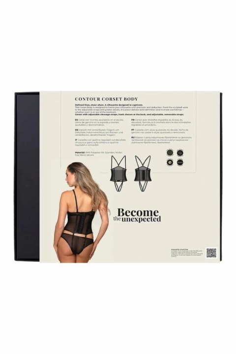 GUILTY PLEASURE Contour Corset Body S/M - model z siateczką i złotymi detalami