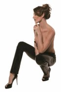 GUILTY PLEASURE Golden Glint Pants Black M - spodnie Datex z zamkiem