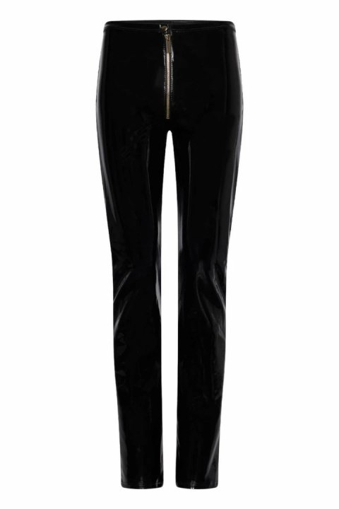GUILTY PLEASURE Golden Glint Pants Black M - spodnie Datex z zamkiem