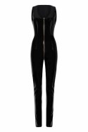 GUILTY PLEASURE Lusty Lines Catsuit Black S - Datex, złoty zamek