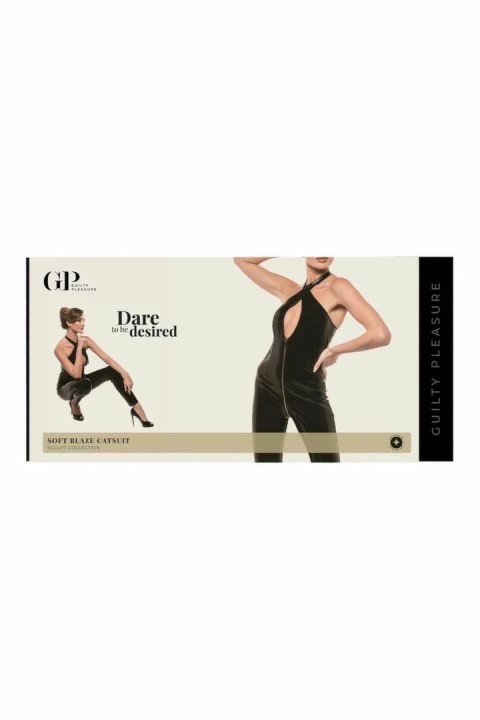 GUILTY PLEASURE Soft Blaze Catsuit Black L - Datex, Zamek Złoty, Bez Rękawow