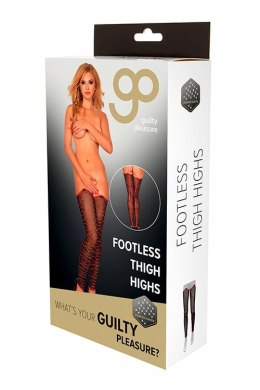 Guilty Pleasure GP PRINTED FOOTLESS THIGH HIGHS M czarno-czerwone elastyczne pończochy bez stop