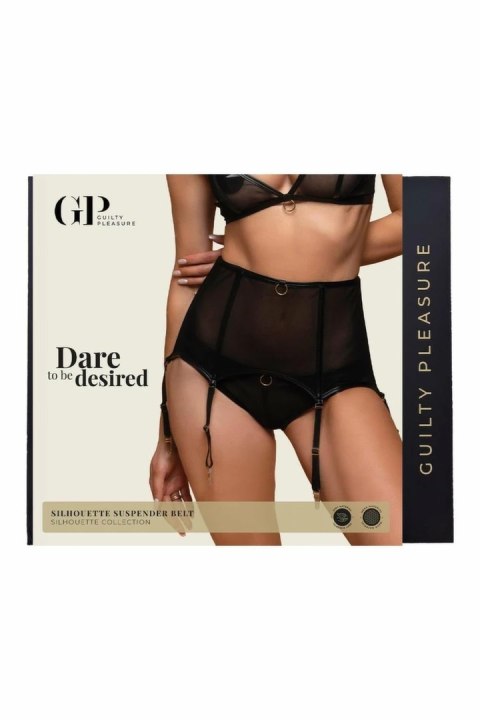 Guilty Pleasure Silhouette Pas do Pończoch L/XL Czarny z Złotymi Akcentami