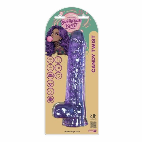 Bubblegum Blast Candy Twist Purple Classic Jelly 24 cm - elastyczny model z przyssawką