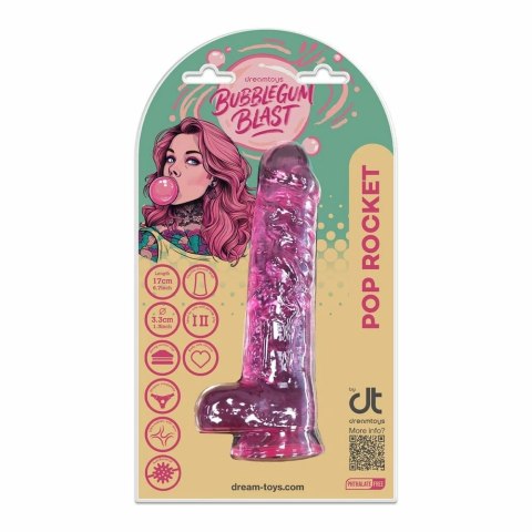 Bubblegum Blast Pop Rocket Pink Classic Jelly 17 cm - elastyczny model TPE