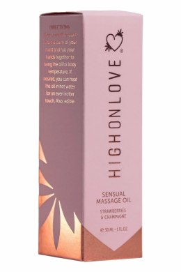 HighOnLove Massage Oil Strawberries & Champagne Mini 30ml - naturalny olejek do masażu