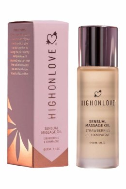 HighOnLove Massage Oil Strawberries & Champagne Mini 30ml - naturalny olejek do masażu