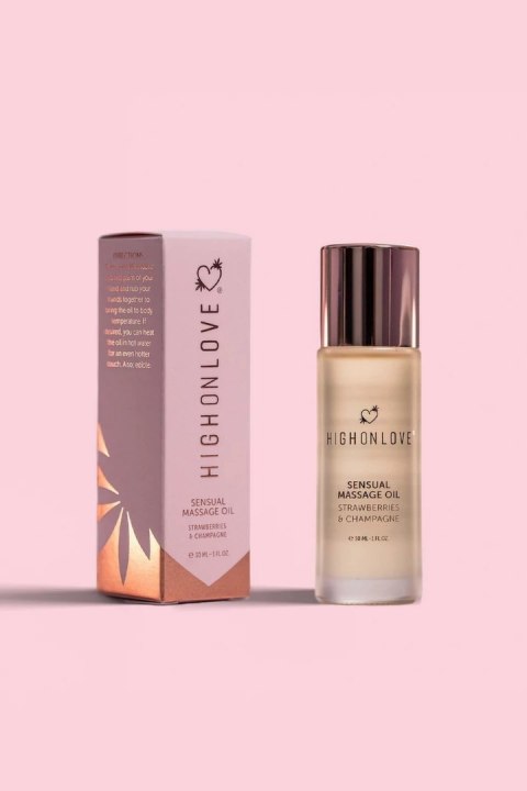 HighOnLove Massage Oil Strawberries & Champagne Mini 30ml - naturalny olejek do masażu
