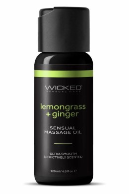 Wicked Sensual Massage Oil Lemongrass Ginger 120ml - Olejek do masażu z imbirem i trawą cytrynową