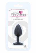 ALL TIME FAVORITES Diamond Plug silikonowy czarny z rożowym kryształem S