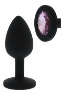 ALL TIME FAVORITES Diamond Plug silikonowy czarny z rożowym kryształem S
