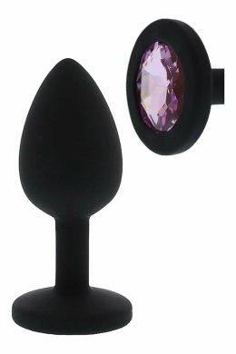 ALL TIME FAVORITES Diamond Plug silikonowy czarny z rożowym kryształem S