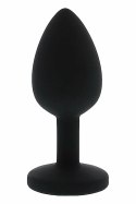 ALL TIME FAVORITES Diamond Plug silikonowy czarny z rożowym kryształem S
