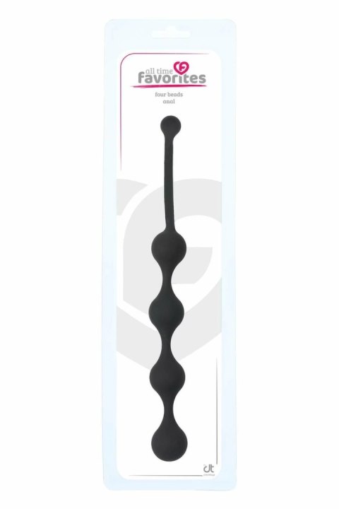 ALL TIME FAVORITES Four Beads Black - silikonowy sznur z 4 kulkami, 23,9 cm