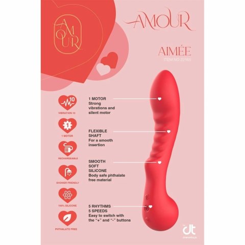 AMOUR Flexible G-Spot Vibe AIMEE silikonowy, wodoodporny, 22 cm fioletowy