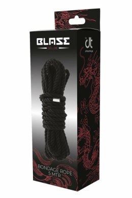 Blaze Deluxe Lina Bondage 5m czarna - miękka lina z metalowymi zakończeniami
