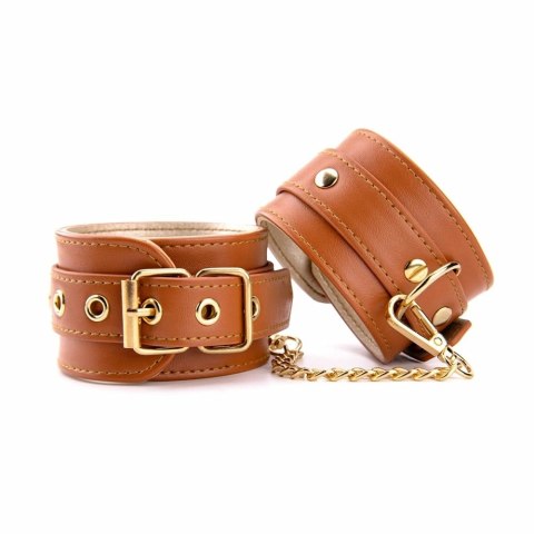 Blaze Elite Ankle Cuffs Cognac - regulowane kajdanki na kostki, wegańska skora