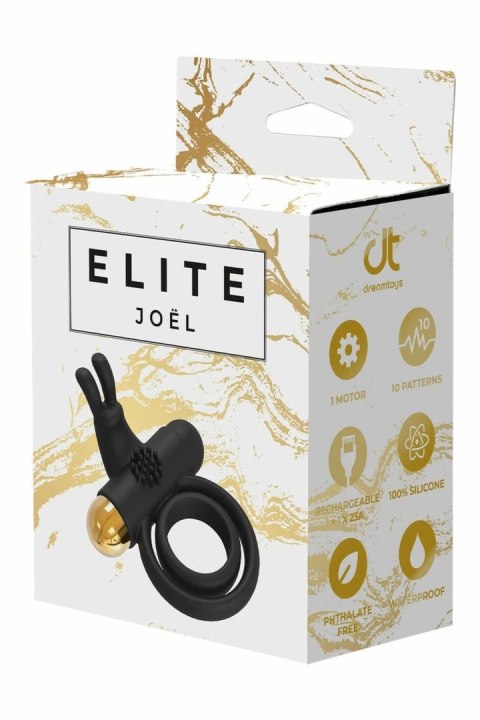 Dream Toys ELITE JOEL pierścień wibrujący z podwojną obręczą czarno-złoty