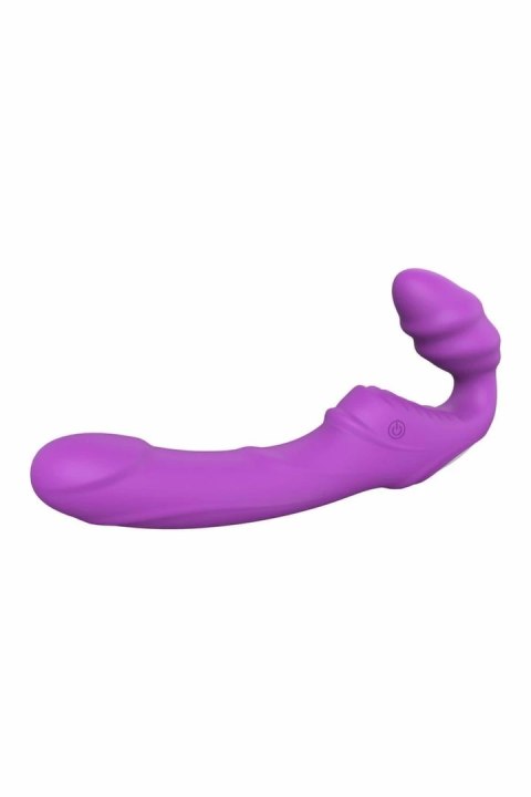 ESSENTIALS Double Dipper Purple - podwojna maszyna intymna, silikon, 2 silniki