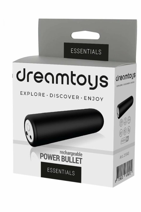 ESSENTIALS Power Bullet Black - mini wibrator punktowy, 9 trybow, USB