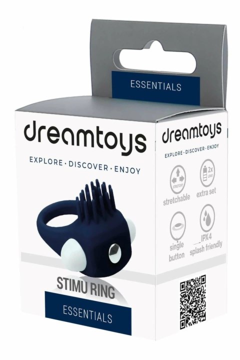 ESSENTIALS STIMU RING BLUE - silikonowy pierścień wibrujący, niebieski