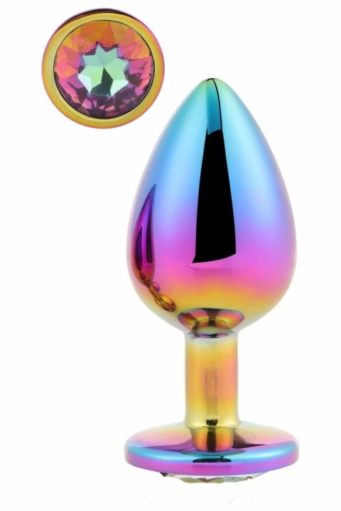 GLEAMING LOVE Multicolour Plug Large z kryształem, aluminium 9,5 cm
