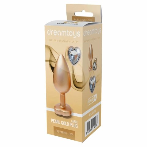 GLEAMING LOVE Pearl Gold Plug Large z kryształem, aluminium, 9,5 cm