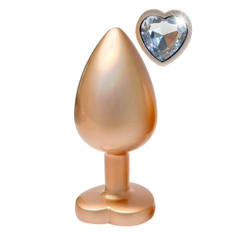 GLEAMING LOVE Pearl Gold Plug Large z kryształem, aluminium, 9,5 cm