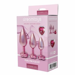 GLEAMING LOVE Pearl Pink Zestaw 3 anatomicznych korkow z kryształkiem