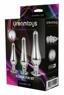 GLEAMING LOVE Pleasure Set Silver - Zestaw 3 stożkowych wtyczek aluminiowych z kryształkami