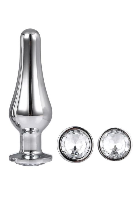GLEAMING LOVE Pleasure Set Silver - Zestaw 3 stożkowych wtyczek aluminiowych z kryształkami