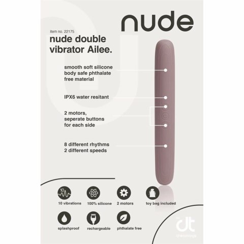 NUDE AILEE Double Vibrator Travel Size - elastyczny model dwustronny USB