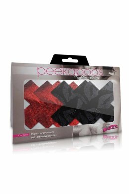 Peekaboo Pasties Stolen Kisses X samoprzylepne ozdoby piersi czerwono-czarne