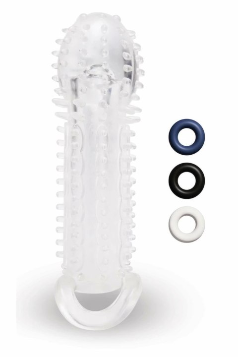 SIZE UP Clear View przedłużacz intymny z teksturą i pętlą, 15,5 cm