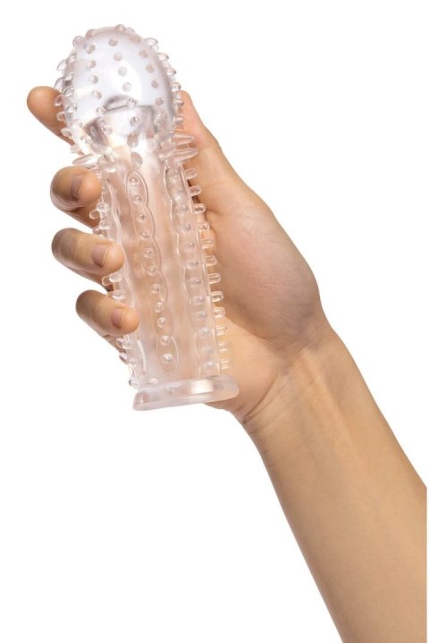 SIZE UP Clear View przedłużacz intymny z teksturą i pętlą, 15,5 cm