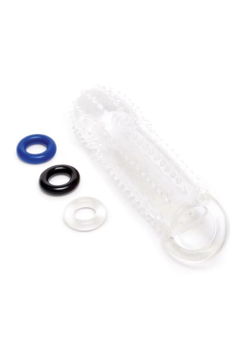 SIZE UP Clear View przedłużacz intymny z teksturą i pętlą, 15,5 cm