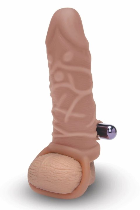 SIZE UP Silicone Extender z Wibracją i Pętlą, Tan, 15 cm